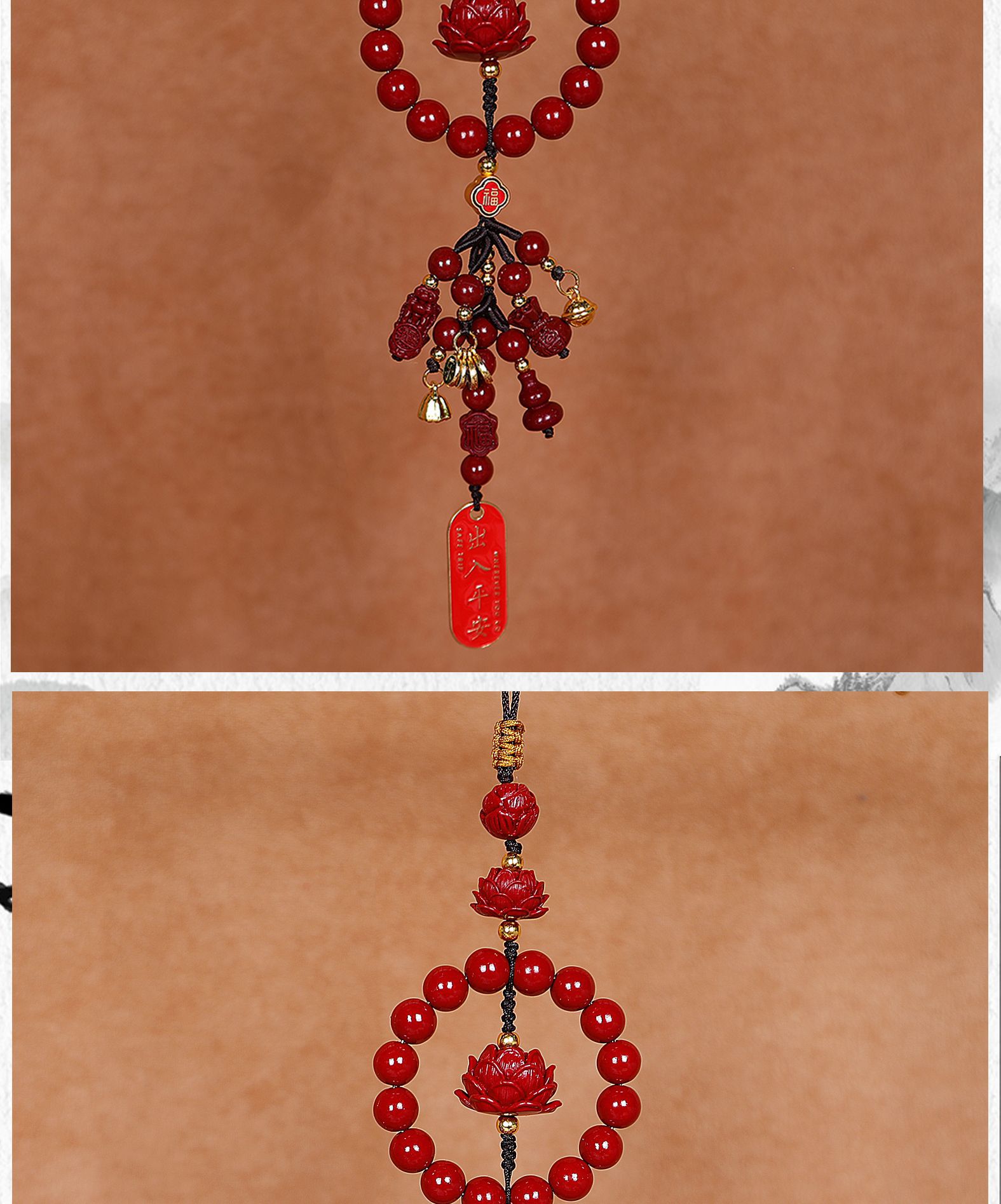 Purple Sandstone Car Pendant with a High-End Feel, Cinnabar Lotus Car Hanging Ornament for the Year of Birth, Rearview Mirror for Safety, Men