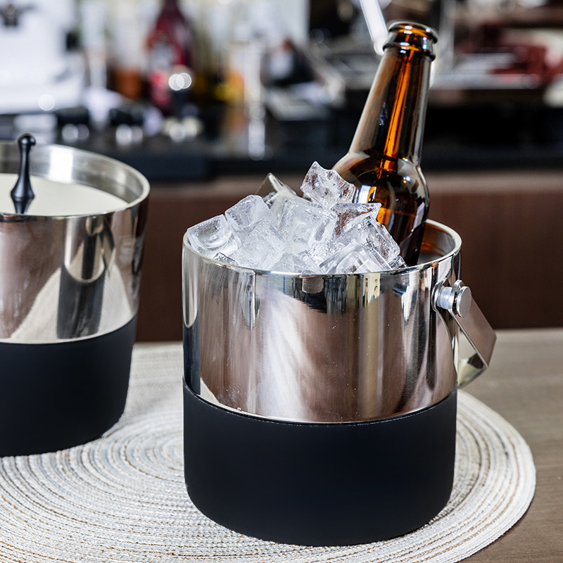 304不鏽鋼冰桶雙層香檳桶紅酒冰鎮啤酒冰塊桶KTV酒吧用具冰酒桶