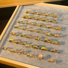 新款新中式时尚宫廷花朵系列秀气开口戒小众设计简约精致甜酷指环