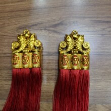 厂家批发镀金福字双鱼头三管流苏穗挂件 中国结 灯笼吊穗