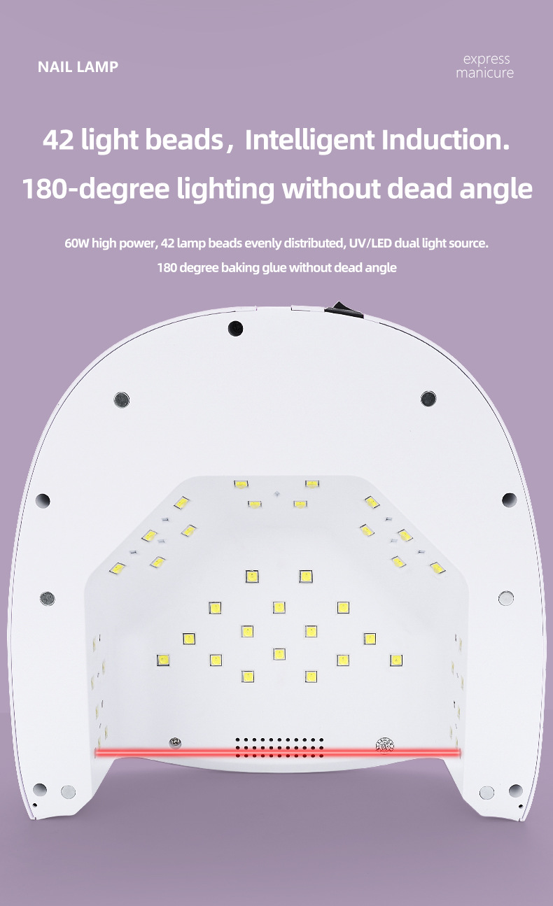 Nail lamp 60W wireless, 42 LED beads, gel drying