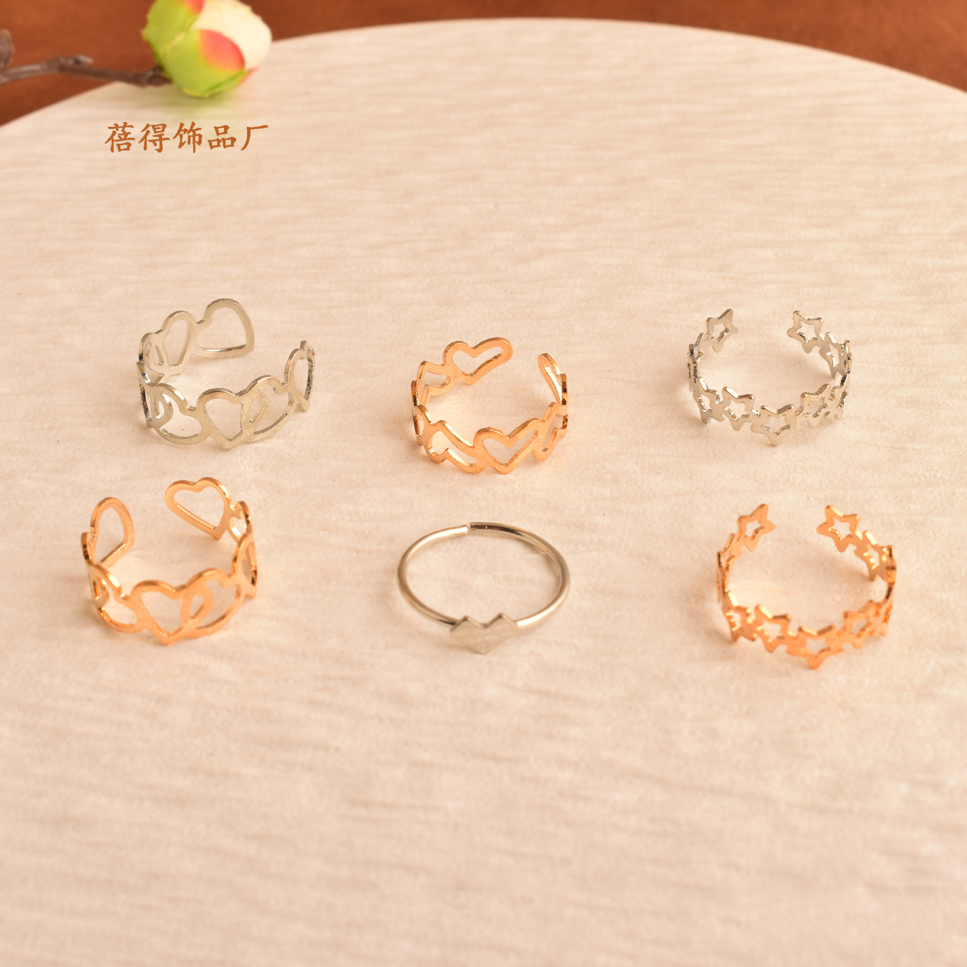 Wholesale of European and American cross-border, minimalist, Korean-style, niche-design, high-end, hollow, retro open-ring jewelry