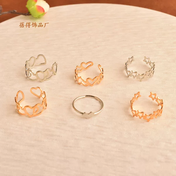 Wholesale of European and American cross-border, minimalist, Korean-style, niche-design, high-end, hollow, retro open-ring jewelry