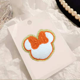 东莞电脑绣花厂卡通图案毛巾绣布贴可定制魔术贴服装辅料包包配饰