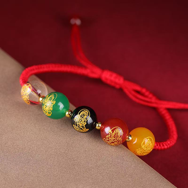 2026 Year of the Horse New Five Directions God of Wealth Red String Braided Bracelet for Women Five Elements Bracelet Zodiac Year Bracelet Jewelry