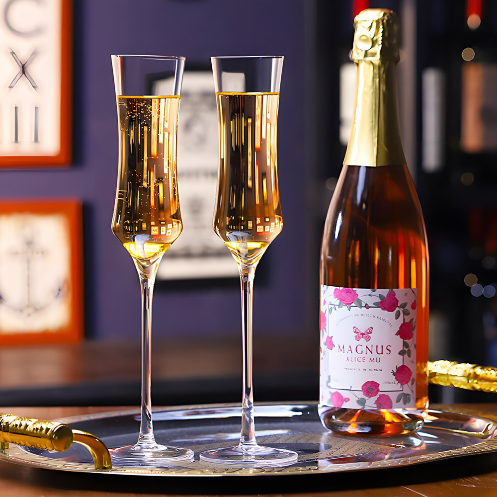 Taza de champán de cristal de lujo ligero con tazas de vino de alto valor creativo tazas de vinos de vidrio tazas de cóctel