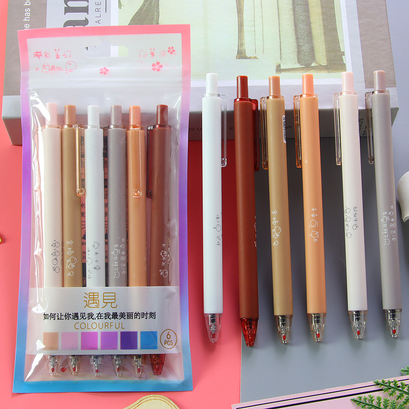 Satisfacer bolsa de prensa pluma de gel de alta apariencia estudiante ST Head Press pluma de agua Negro Firma Pluma papelería de oficina