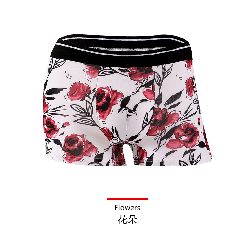 Ropa interior de los hombres de seda de hielo calzoncillos de los hombres verano transpirable cómodo moda personalidad Boxer shorts niños pantalones personalidad