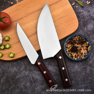 Stainless steel pork knife cladding Steel 4 Chromium 14 bone knife with leather cover wooden handle butcher knife household pig beef knife now