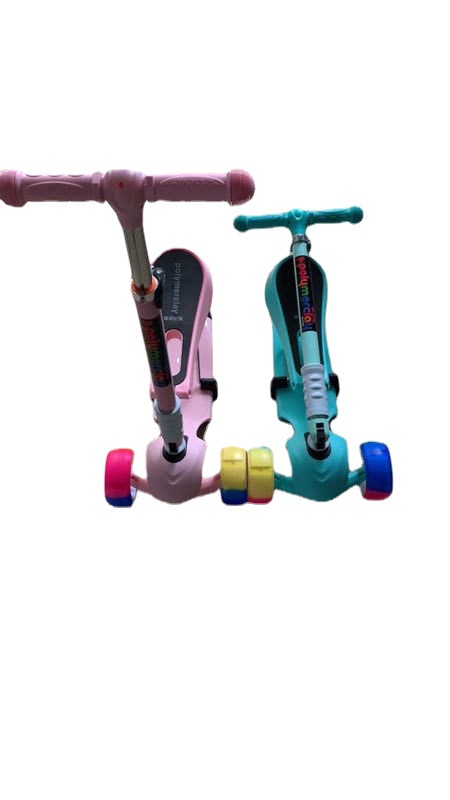 厂家批发蛙式儿童滑板车折叠可坐三轮三合一踏板车学步车