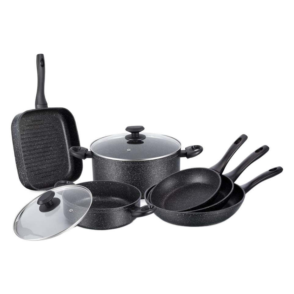 Yipinhong negro Luz de lujo maifan piedra antiadherente pan doble fondo libre de humo-sartén regalo olla traje de comercio exterior