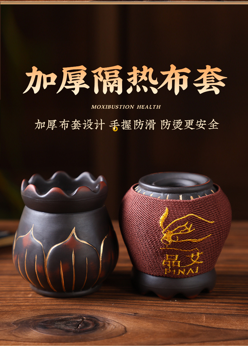 Gilded Fire Dragon Moxa Jar Red Bian Stone Warm Moxibustion Massage Gua Sha Cup for Home and Studio Use quality and texture