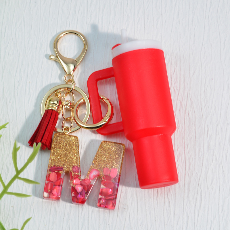 Cross-Border Stanley Stanley Red Shell Stone Letter Keychain Pendant Mother's Day Lipstick Pendant Cross-Border Stanley Stanley Red Shell Stone Letter Keychain Pendant Mother's Day Lipstick Pendant