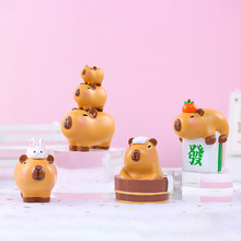 新款卡皮巴拉创意摆件佛系萌宠客厅打工人桌面小摆件树脂工艺批发