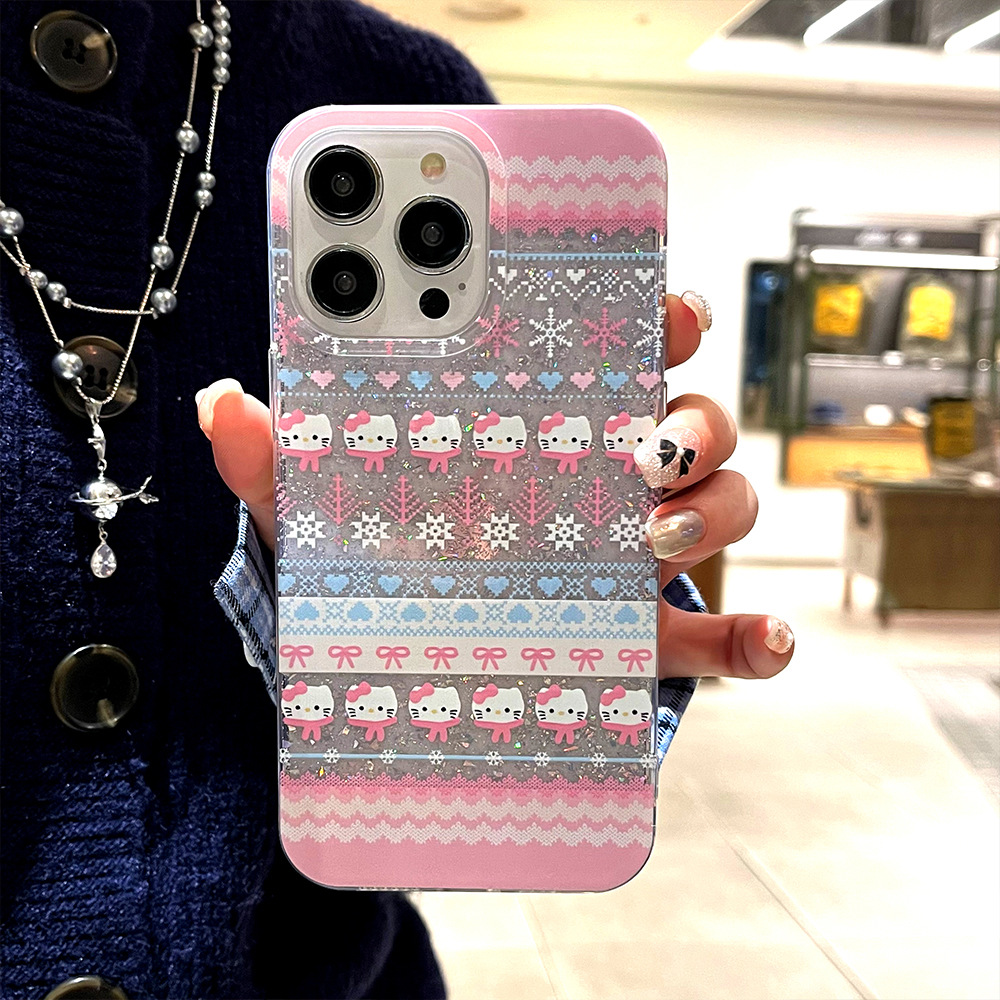 Brillante de epoxi para Apple 16PROMAX Cute Penguin Funda para teléfono Apple 11 Hello Kitty Funda protectora anti-caída