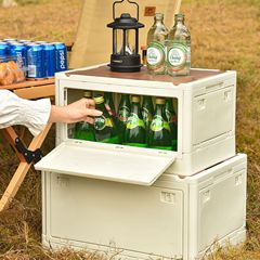 戶外收納箱側開門野外露營戶外收納箱多功能摺疊便攜車載儲物整理