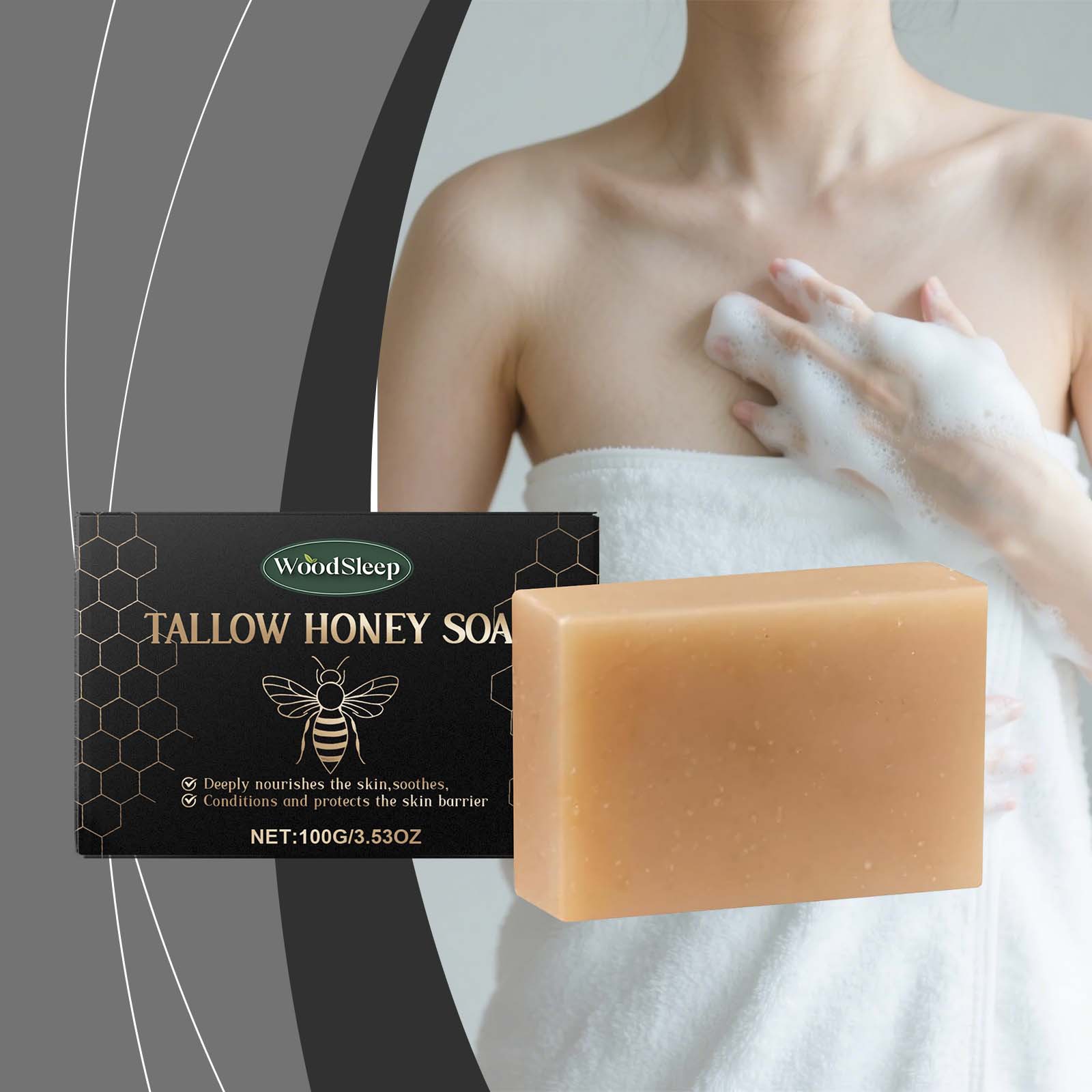 Woodsleep Beef Tallow Soap Cleansing Skin Care Bath Mild Fresh Comfortable Rich Foam Soap