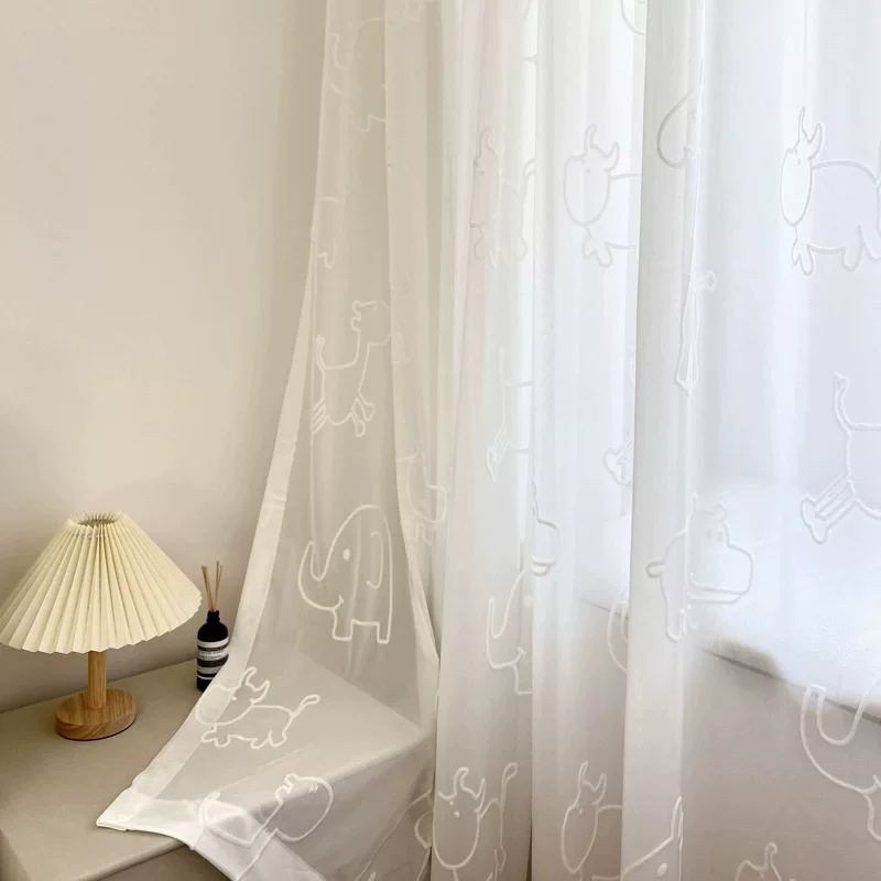 Children's three dimensional white curtain, cartoon cloth, 3D