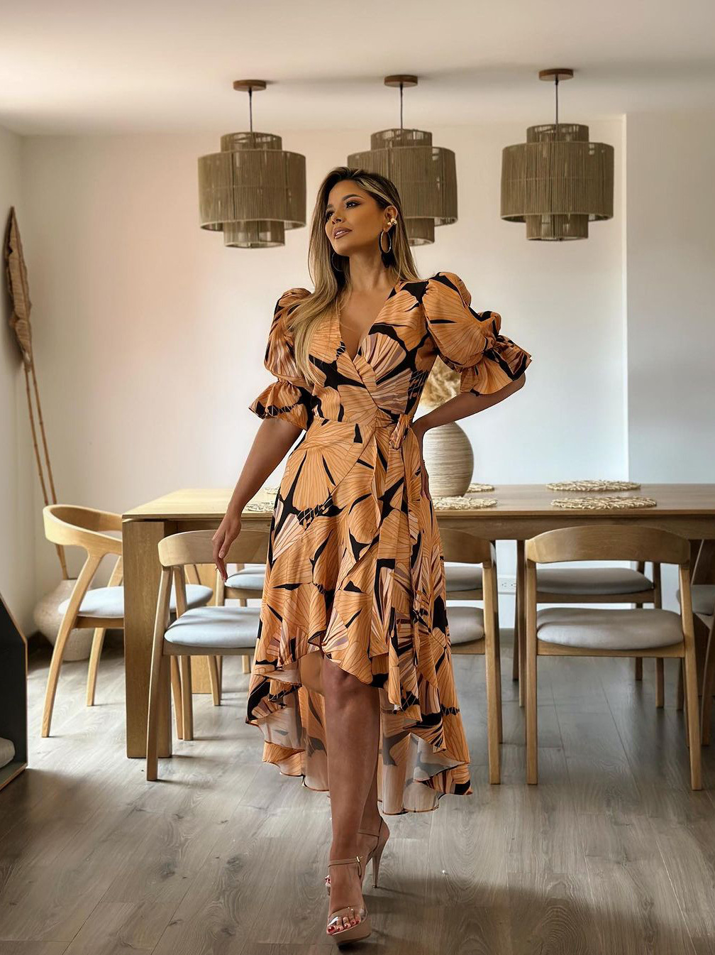 Women's Regular Dress Elegant V Neck Half Sleeve Printing Midi Dress Daily display picture 3