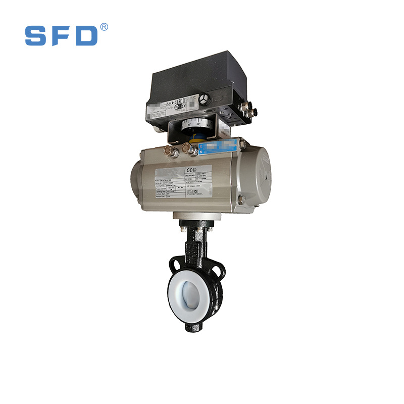 厂家批发气动衬氟蝶阀铸铁对夹式软密封D671F4-16C阀门防腐