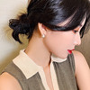 Earrings from pearl, silver needle, simple and elegant design, internet celebrity, Korean style, silver 925 sample