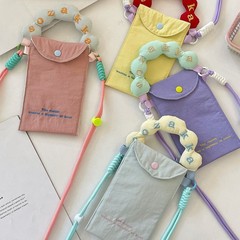5911 新款撞色刺绣手机包ins迷你手拎包小清新帆布手提斜挎手机袋