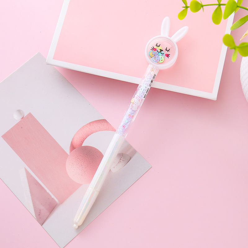 Bolígrafo de góner de arenas movedizas de conejo, herramienta de escritura para estudiantes de dibujos animados, bolígrafo de agua, bolígrafo de firma de oficina de alto valor al por mayor