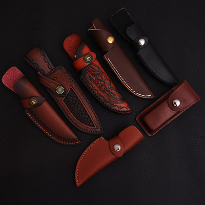 goods in stock wholesale cowhide Pocket Straight Knife Saber The first layer Scabbard Leather sheath Top layer leather Outdoor camping Pocket