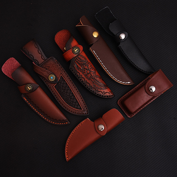 goods in stock wholesale cowhide Pocket Straight Knife Saber The first layer Scabbard Leather sheath Top layer leather Outdoor camping Pocket