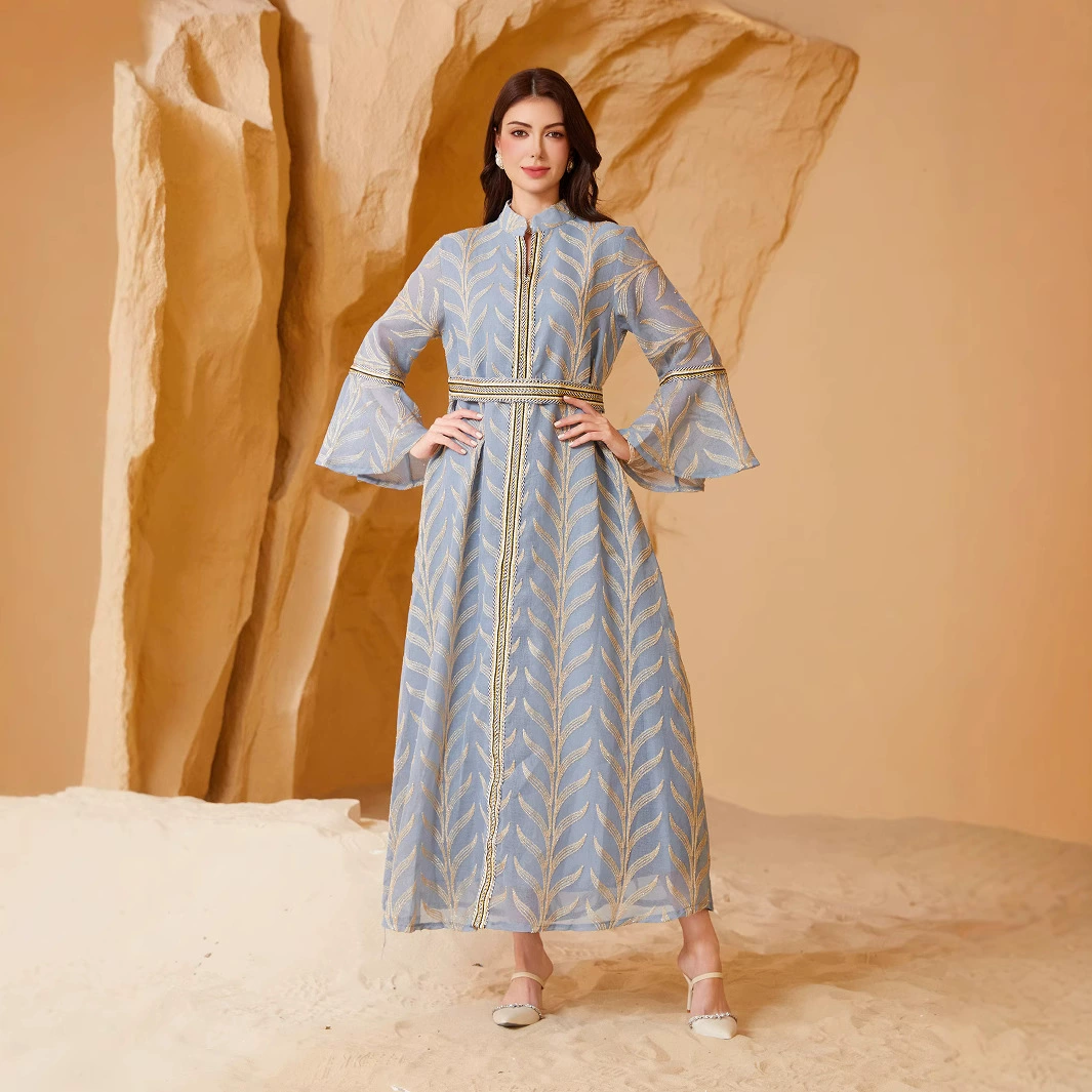 Трансграничная Ближневосточная женская длинная юбка Абая, пуловер с вышивкой, мусульманское женское платье