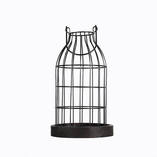 Cross-border American-style iron candlestick decoration metal creative candle holder vintage candlestick wooden tray candle base