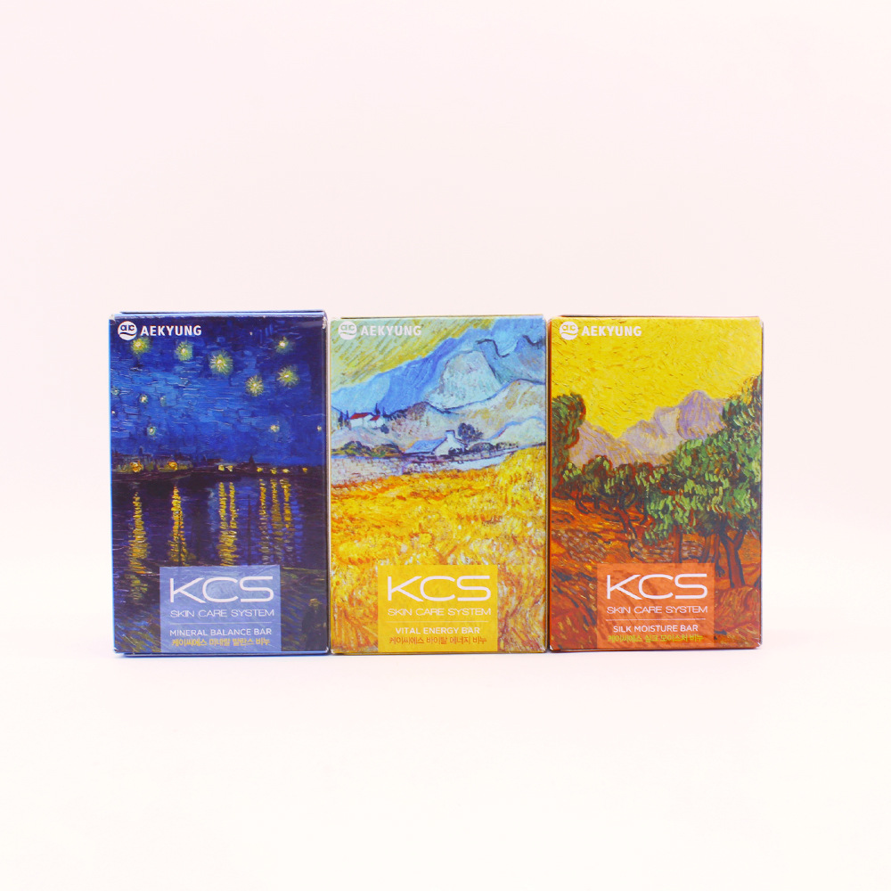 Korean imported KCS famous painting soap, love bathing, respect face wash, facial cleanser, essential oil soap, long-lasting fragrance, 100g