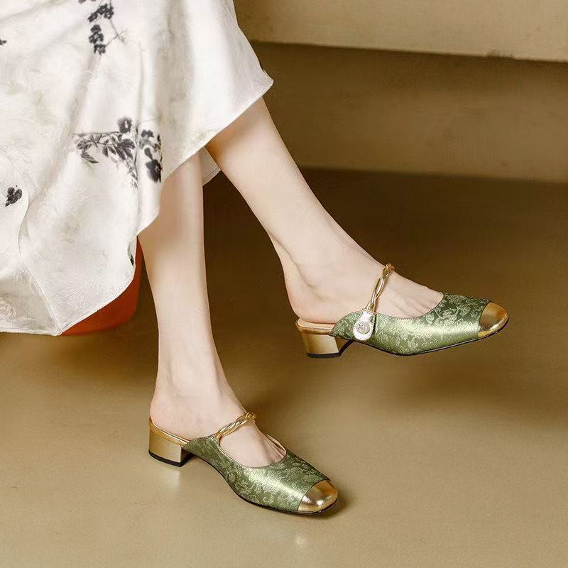 New Chinese-Style National Style Sandals for Women, 2026 Summer New Model, Closed-Toe Half Slippers for Women, Outdoor Mules, Single Shoes for Women New Chinese-Style National Style Sandals for Women, 2026 Summer New Model, Closed-Toe Half Slippers for Women, Outdoor Mules, Single Shoes for Women
