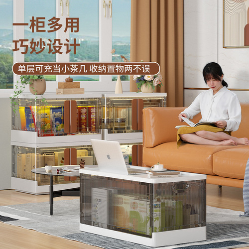 Installation-free foldable simple storage cabinet Outdoor camping car storage box Plastic transparent clothing storage box