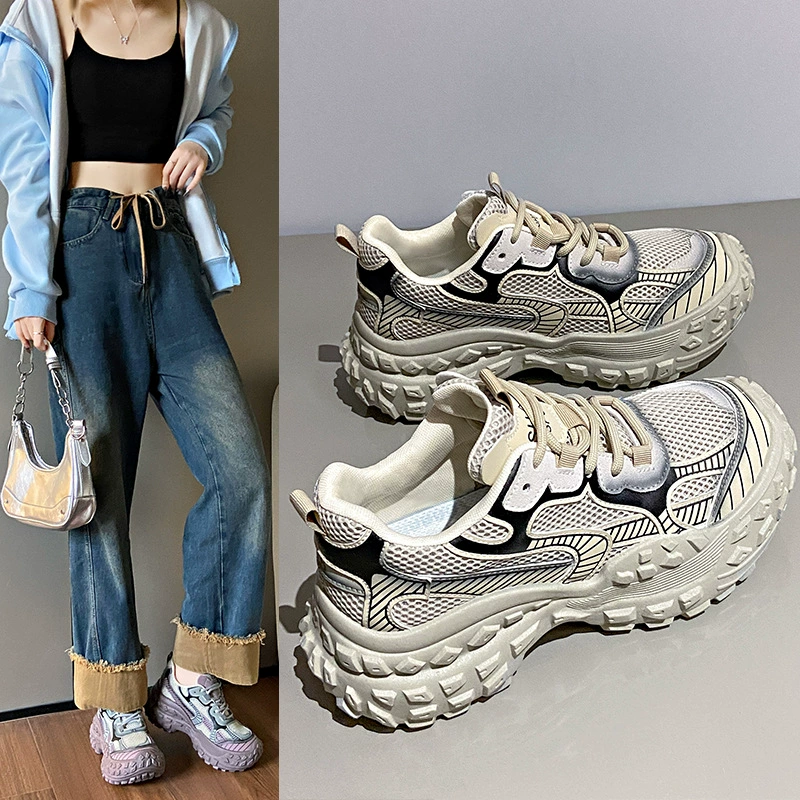 Женские тяжелые туфли dad shoes, толстая платформа, градиент, увеличение роста, размеры 35–40