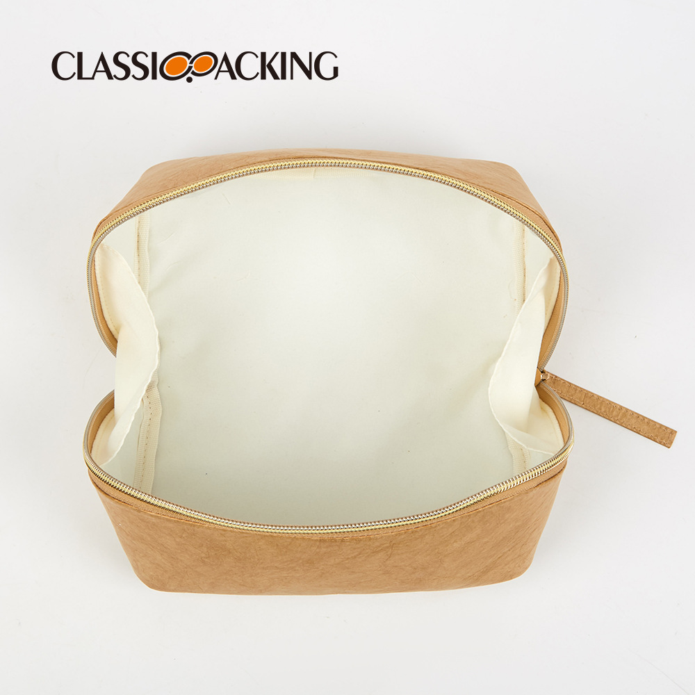 Bolsa de almacenamiento simple japonesa, bolsa de cosméticos de papel kraft ecológica, bolsa de lavado conveniente para viajes de negocios simples, se puede imprimir con logotipo