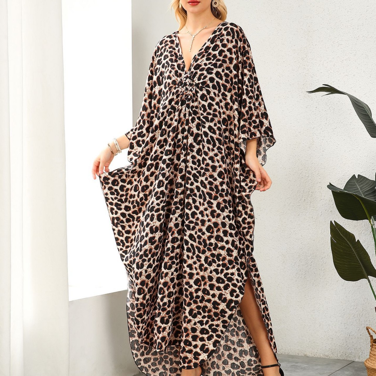 2026 New Cross-Border Rayon Cover-Up Bohemian Beach Cover-Up Loose Plus-Size Robe Bikini Sun Protection Shirt