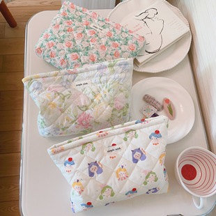 [Su Xi cloth bag] French gentle floral quilted cotton cosmetic bag liner bag skin care products storage cotton bag