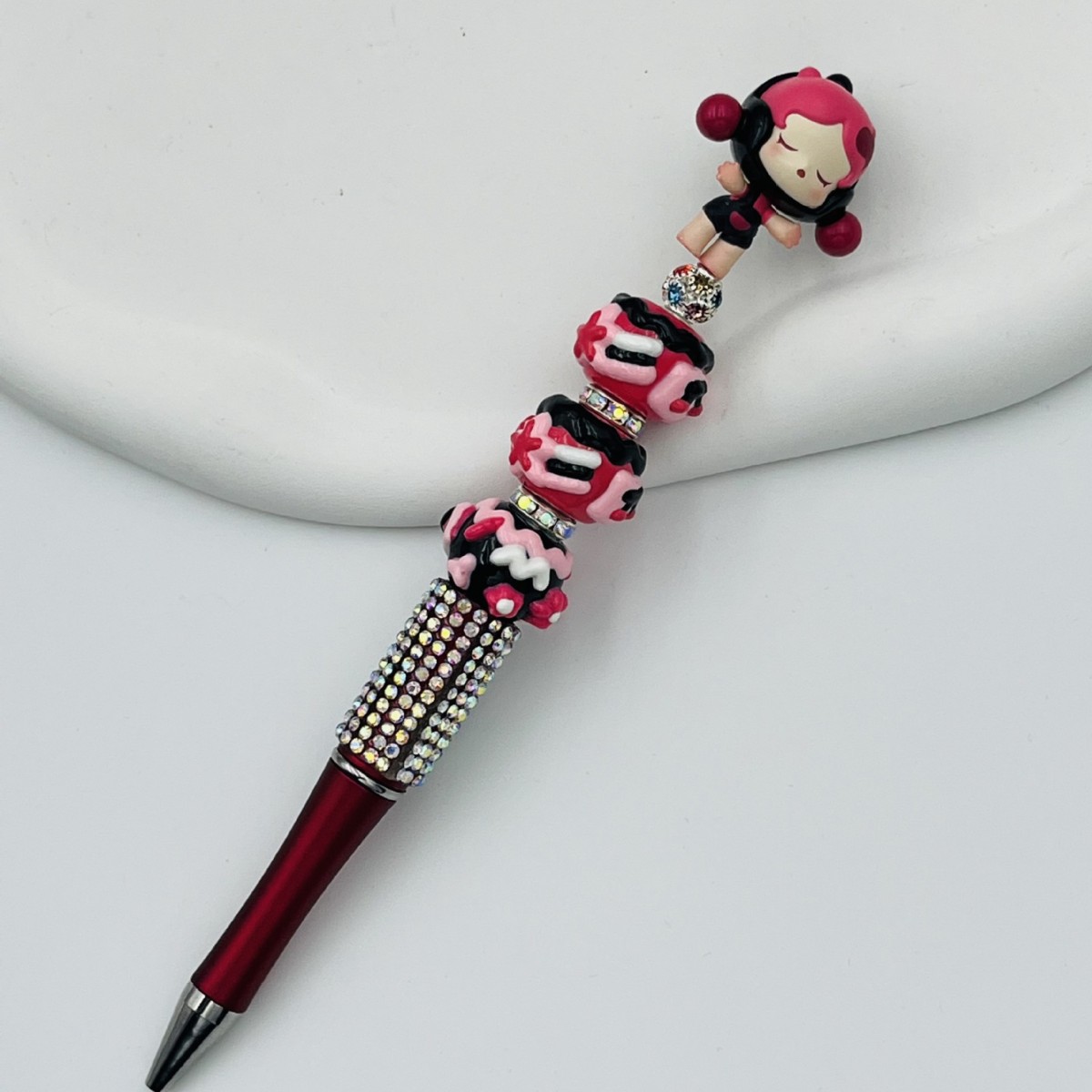 Genuino bolígrafo de granos espumoso, bolígrafo de cuentas encantador, bolígrafo de regalo creativo de dibujo a mano, bolígrafo de bola creativo