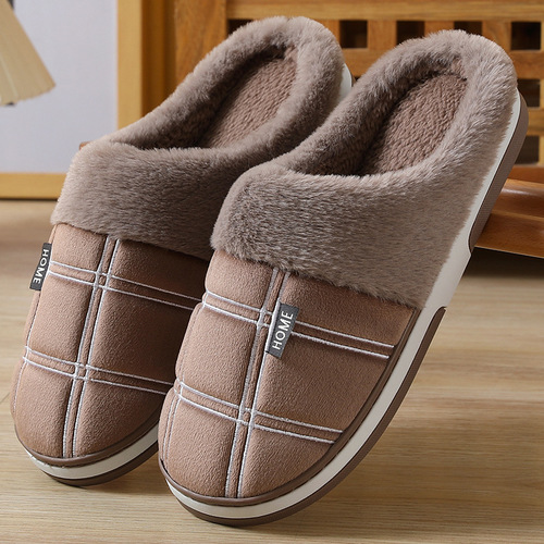 Cotton Slippers Men's Large Size  Winter Cotton Slippers Women's Warm Wool Slippers Thick Soled Plush Slippers 45 46 47 48