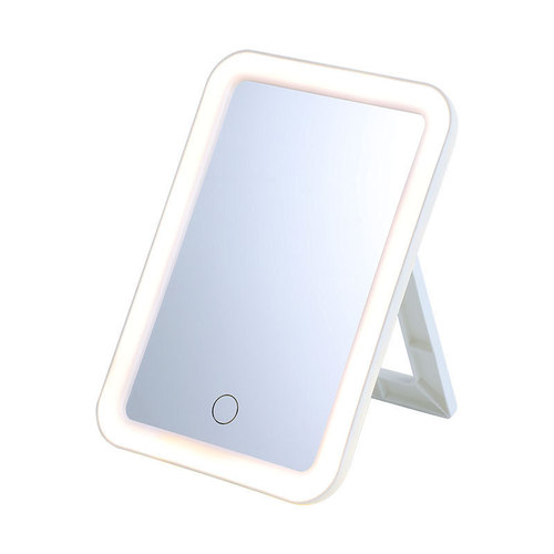 LED makeup mirror with built-in light, desktop mirror with stand, foldable and portable, suitable for student dorms, bedrooms, vanity tables