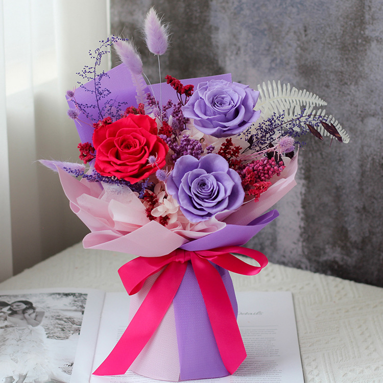 Ramos de flores de Navidad, sorgo, ramos de rosas, regalo de alta calidad para su novia en el día de San Valentín