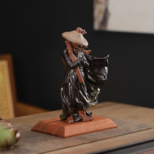 "The Shadow of the Hero" Cold River Lonely Shadow Old Friends of the Jianghu Martial Arts Swordsman Ancient Style Hero Home Decoration Ceramic Crafts