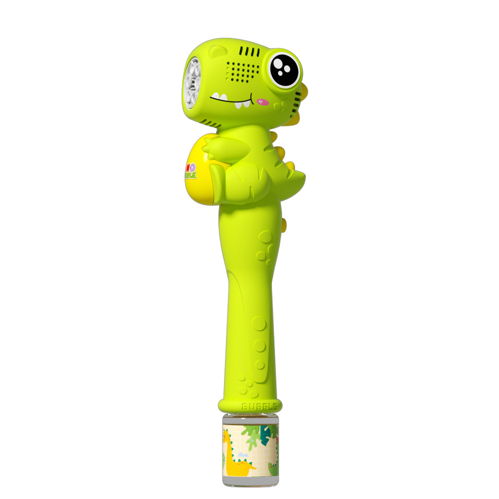Dinosaurio en línea transfronteriza completamente automático soplado burbuja juguetes infantiles pistola de burbuja eléctrica de mano puesta en tiendas pequeños juguetes