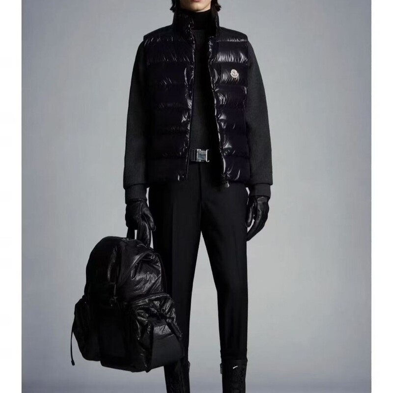 Cross-Border Trendy Brand Mengjia Men's down Vest, Classic Maya Style with Outer Buttons and Inner Zipper
