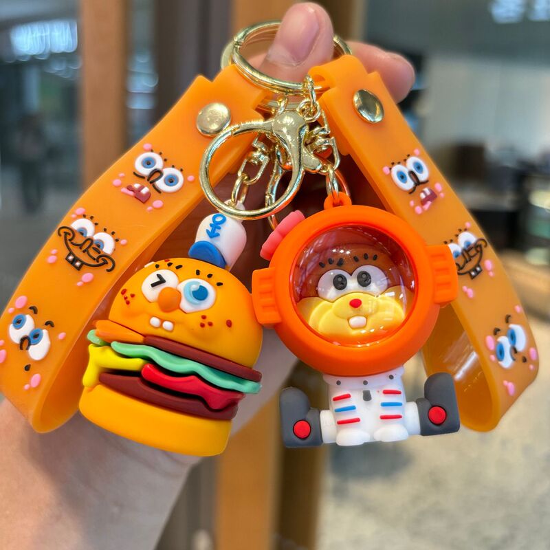 Cartoon Spongebob Squarepants Keychain Crab Yellow Castle Car Bag Pendant Small Gift Paibig Star Doll Keychain