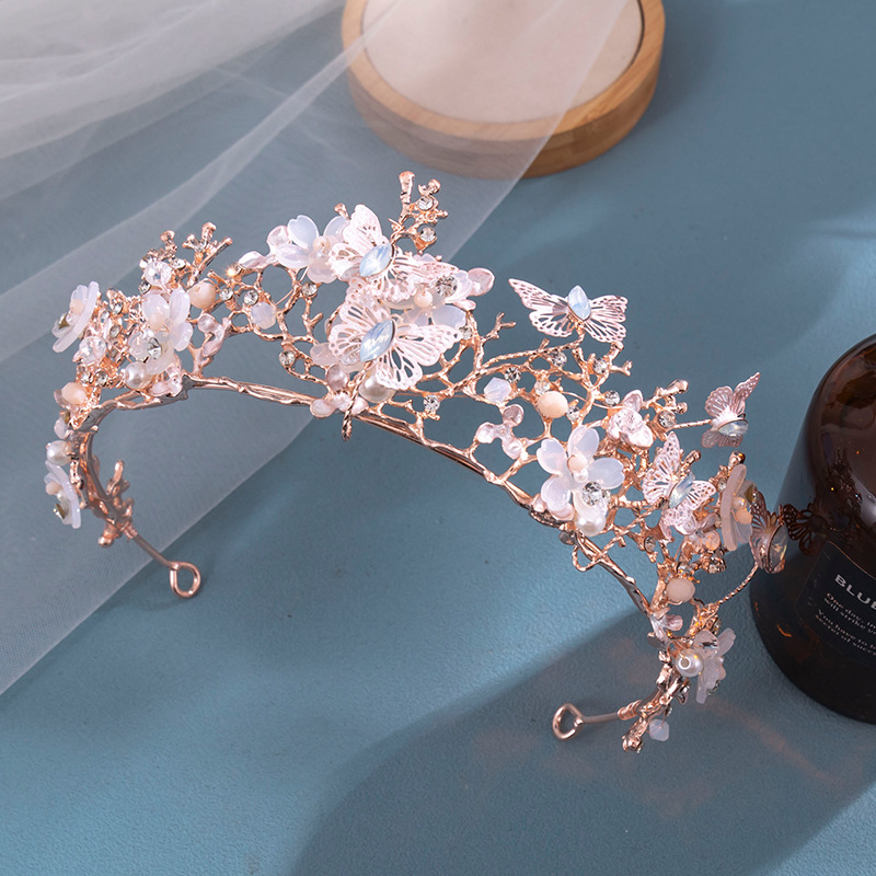 200g Weight Hair Band Hair Accessories Type Women's Elegant Bridal Streetwear Crown Flower Alloy Plating Inlay Rhinestones Hair Band