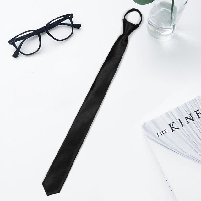 Black Lazy Zipper Tie Men's Business Formal Wear to Work Professional Tie Team Performance Photo Studio Shirt Accessories