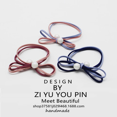 2020 New Korean Hair Accessories Pearl Butterfly Knot Hair Ties Hair Bands Hair Rubber Bands Headband Decorations