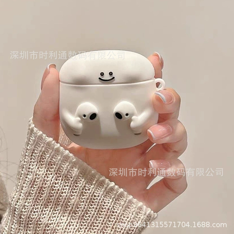 Силиконовый защитный чехол (совместим с Apple AirPods), 3D‑дизайны, с карабином или шнурком, лёгкий